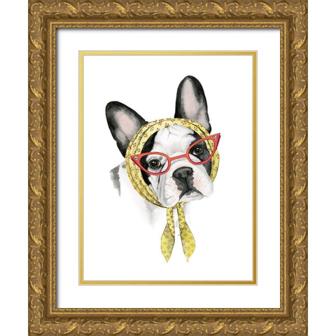 Vogue Dog II Gold Ornate Wood Framed Art Print with Double Matting by Popp, Grace