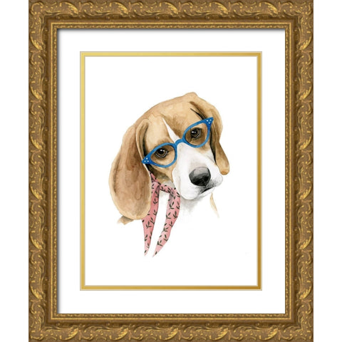 Vogue Dog III Gold Ornate Wood Framed Art Print with Double Matting by Popp, Grace
