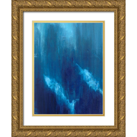 Azul Profundo Triptych I Gold Ornate Wood Framed Art Print with Double Matting by Wilkins, Suzanne