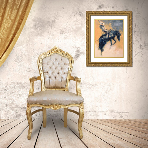 Mood Indigo III Gold Ornate Wood Framed Art Print with Double Matting by Chapman, Julie T.
