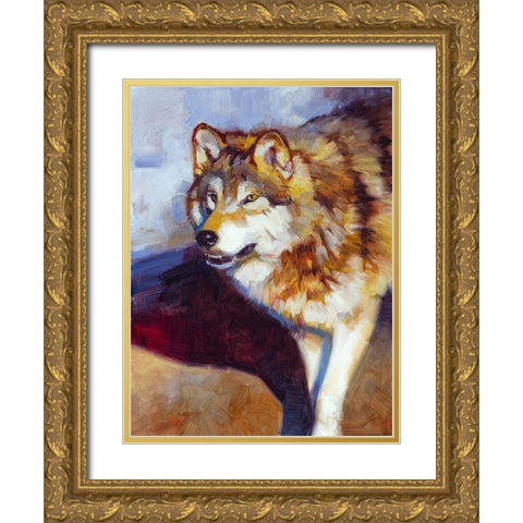Wolf Study II Gold Ornate Wood Framed Art Print with Double Matting by Chapman, Julie T.