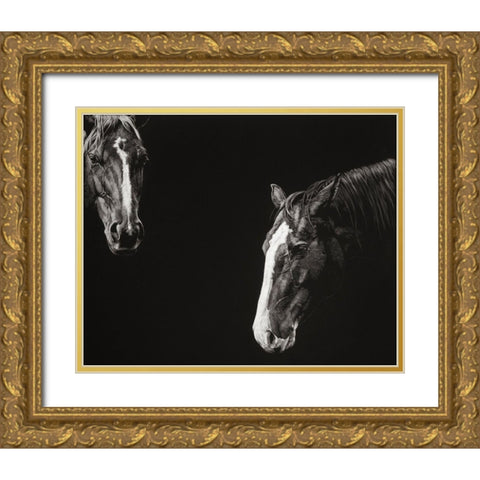 Cowboy Scratchboard III Gold Ornate Wood Framed Art Print with Double Matting by Chapman, Julie T.