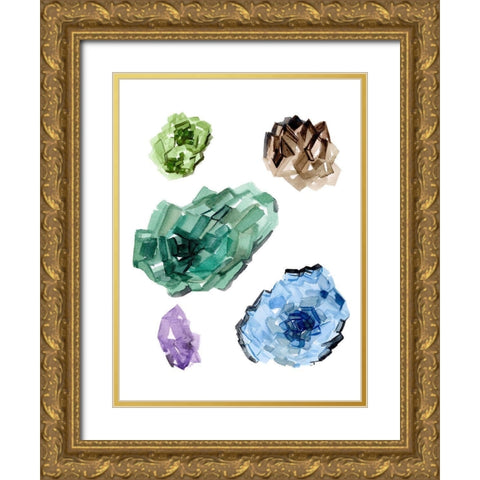 Geometric Crystal II Gold Ornate Wood Framed Art Print with Double Matting by Wang, Melissa