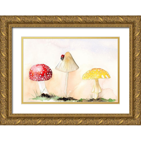 Faerie Mushrooms I Gold Ornate Wood Framed Art Print with Double Matting by Ludwig, Alicia