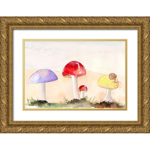Faerie Mushrooms II Gold Ornate Wood Framed Art Print with Double Matting by Ludwig, Alicia