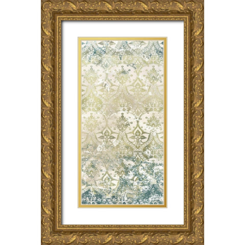 Emerald Textile I Gold Ornate Wood Framed Art Print with Double Matting by Vess, June Erica