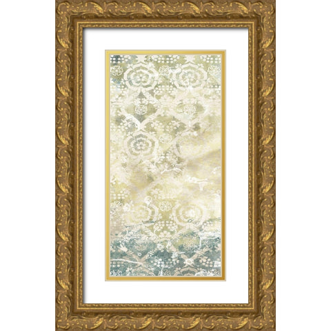 Emerald Textile III Gold Ornate Wood Framed Art Print with Double Matting by Vess, June Erica