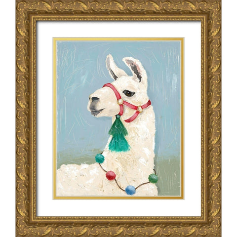 Painted Llama I Gold Ornate Wood Framed Art Print with Double Matting by Reynolds, Jade