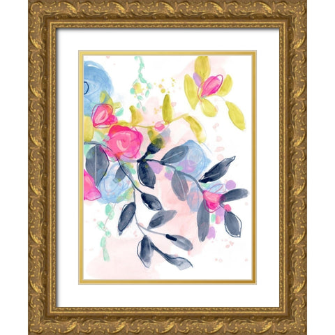 Floral Blotter I Gold Ornate Wood Framed Art Print with Double Matting by Vess, June Erica