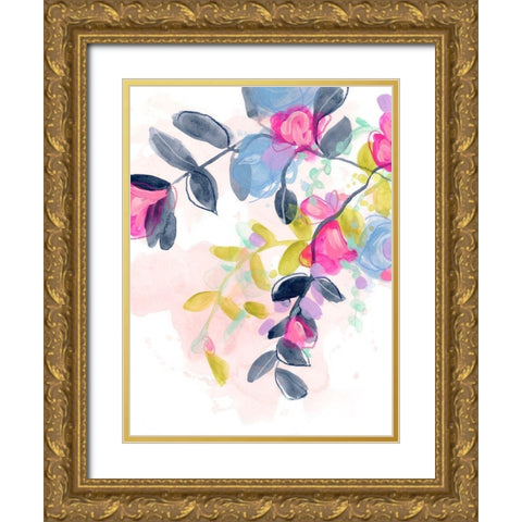 Floral Blotter II Gold Ornate Wood Framed Art Print with Double Matting by Vess, June Erica