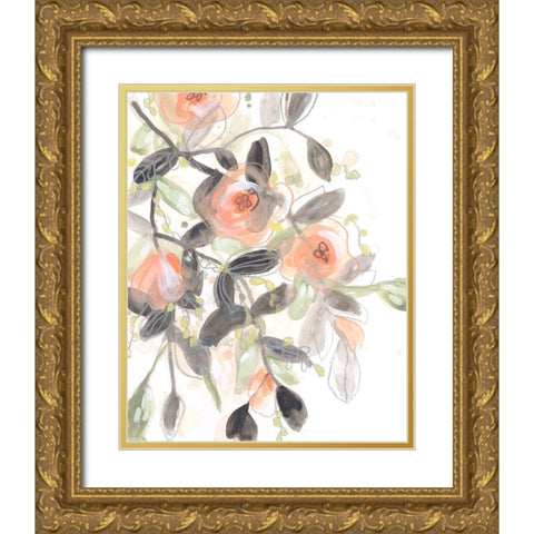 Sheer Blossoms II Gold Ornate Wood Framed Art Print with Double Matting by Vess, June Erica