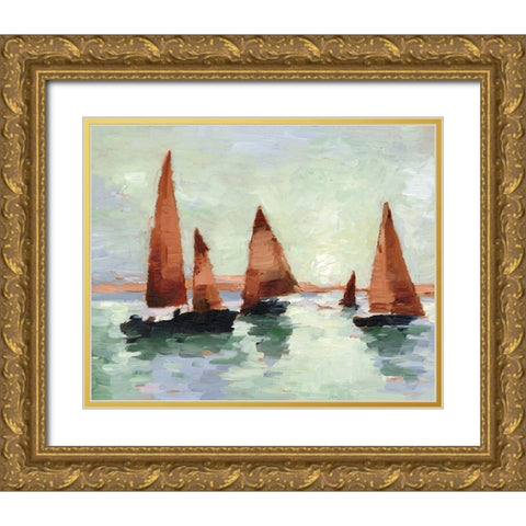 Sunset Harbor II Gold Ornate Wood Framed Art Print with Double Matting by Harper, Ethan