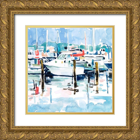 Watercolor Marina I Gold Ornate Wood Framed Art Print with Double Matting by Scarvey, Emma