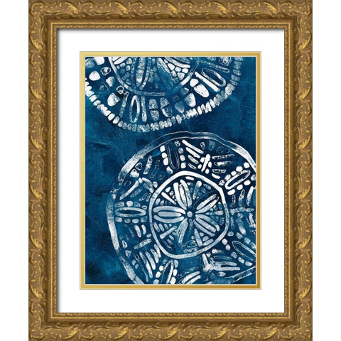 Sea Batik I Gold Ornate Wood Framed Art Print with Double Matting by Vess, June Erica