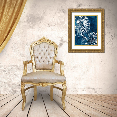 Sea Batik III Gold Ornate Wood Framed Art Print with Double Matting by Vess, June Erica