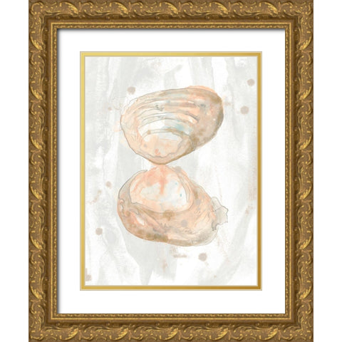 Muted Molusk IV Gold Ornate Wood Framed Art Print with Double Matting by Vess, June Erica