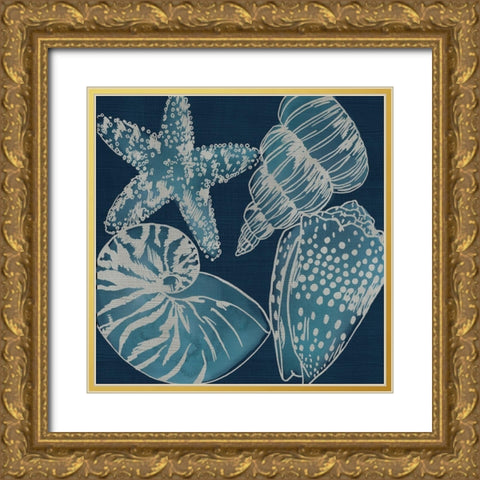 Marine Shells I Gold Ornate Wood Framed Art Print with Double Matting by Zarris, Chariklia