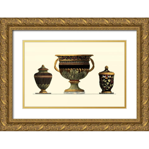 Urn Triad IV Gold Ornate Wood Framed Art Print with Double Matting by Giardini