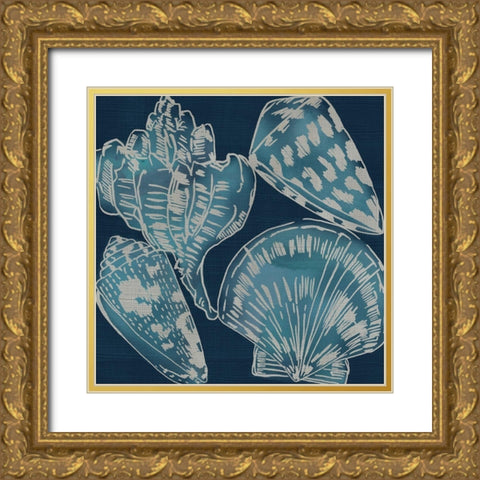 Marine Shells II Gold Ornate Wood Framed Art Print with Double Matting by Zarris, Chariklia