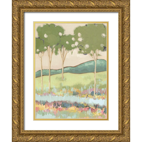 Shades of Trees I Gold Ornate Wood Framed Art Print with Double Matting by Wang, Melissa