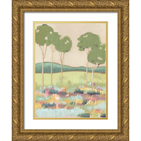 Shades of Trees II Gold Ornate Wood Framed Art Print with Double Matting by Wang, Melissa