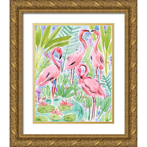 Wild Swimming I Gold Ornate Wood Framed Art Print with Double Matting by Wang, Melissa