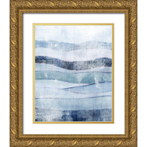 White Out in Blue I Gold Ornate Wood Framed Art Print with Double Matting by Popp, Grace