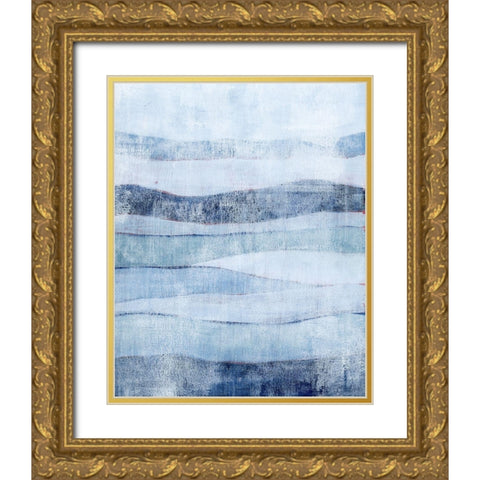 White Out in Blue II Gold Ornate Wood Framed Art Print with Double Matting by Popp, Grace
