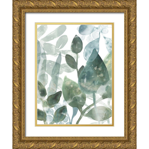 Aquatic Leaves I Gold Ornate Wood Framed Art Print with Double Matting by Vess, June Erica