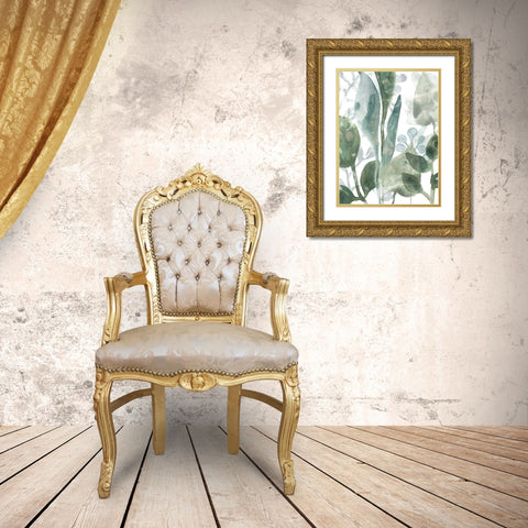 Aquatic Leaves III Gold Ornate Wood Framed Art Print with Double Matting by Vess, June Erica