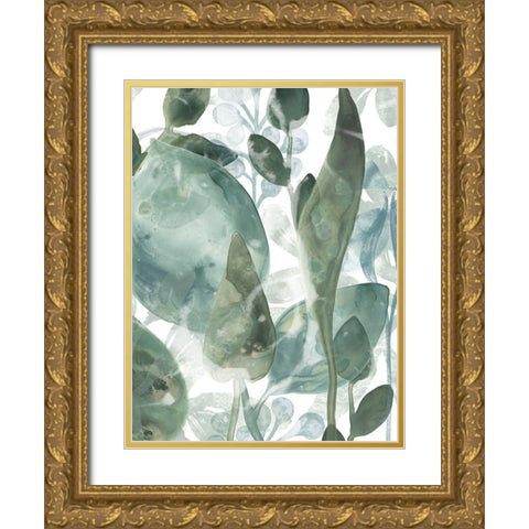 Aquatic Leaves IV Gold Ornate Wood Framed Art Print with Double Matting by Vess, June Erica