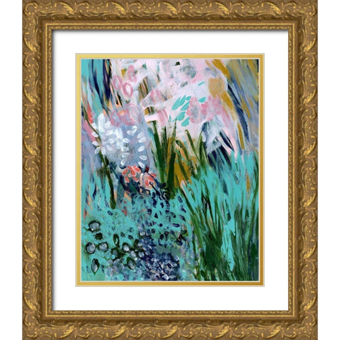 Opulent Floral Strokes I Gold Ornate Wood Framed Art Print with Double Matting by Daavettila, Tara