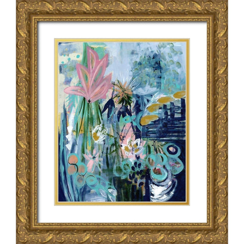 Opulent Floral Strokes II Gold Ornate Wood Framed Art Print with Double Matting by Daavettila, Tara