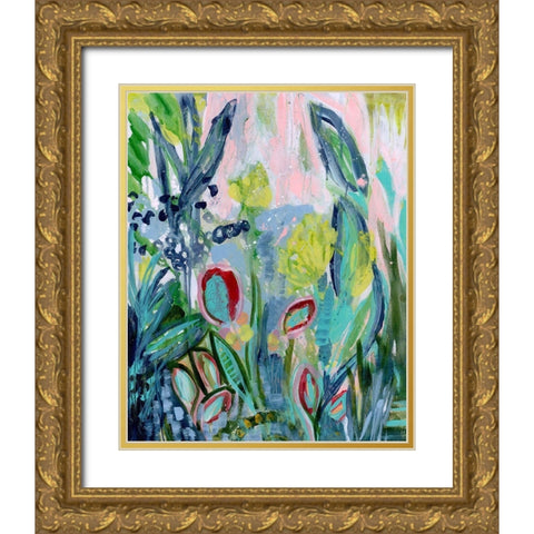 Opulent Floral Strokes III Gold Ornate Wood Framed Art Print with Double Matting by Daavettila, Tara