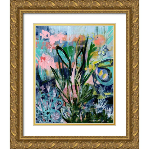 Opulent Floral Strokes IV Gold Ornate Wood Framed Art Print with Double Matting by Daavettila, Tara