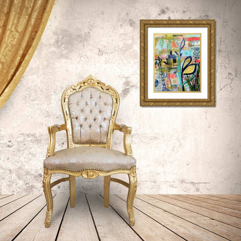 Opulent Floral Strokes V Gold Ornate Wood Framed Art Print with Double Matting by Daavettila, Tara