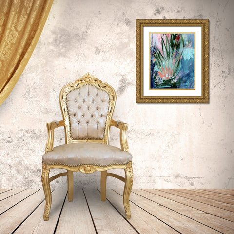 Opulent Floral Strokes VI Gold Ornate Wood Framed Art Print with Double Matting by Daavettila, Tara
