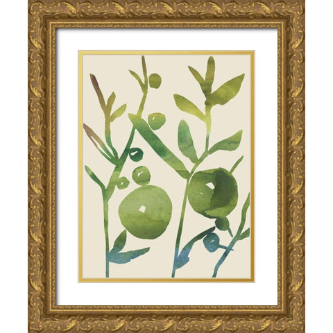 Spring Sprig I Gold Ornate Wood Framed Art Print with Double Matting by Zarris, Chariklia