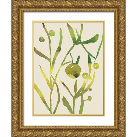 Spring Sprig II Gold Ornate Wood Framed Art Print with Double Matting by Zarris, Chariklia