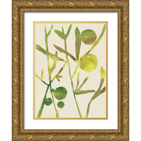 Spring Sprig III Gold Ornate Wood Framed Art Print with Double Matting by Zarris, Chariklia