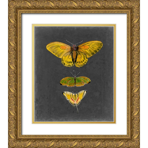Butterflies on Slate I Gold Ornate Wood Framed Art Print with Double Matting by McCavitt, Naomi