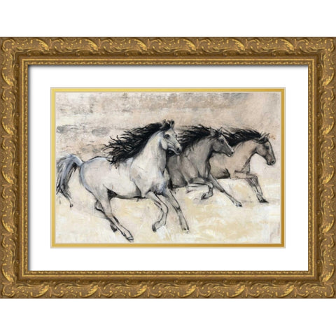 Horses in Motion II Gold Ornate Wood Framed Art Print with Double Matting by OToole, Tim