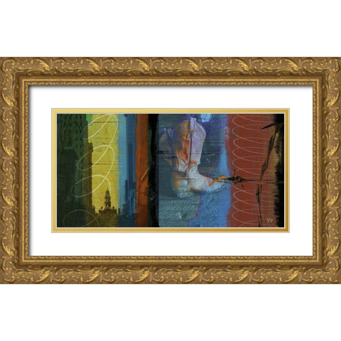 18x36 Boot Collage (ASH) Gold Ornate Wood Framed Art Print with Double Matting by Jasper, Sisa