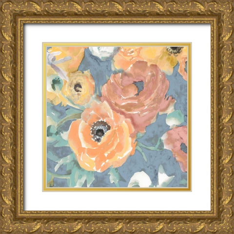 Happy Florals II Gold Ornate Wood Framed Art Print with Double Matting by Studio W