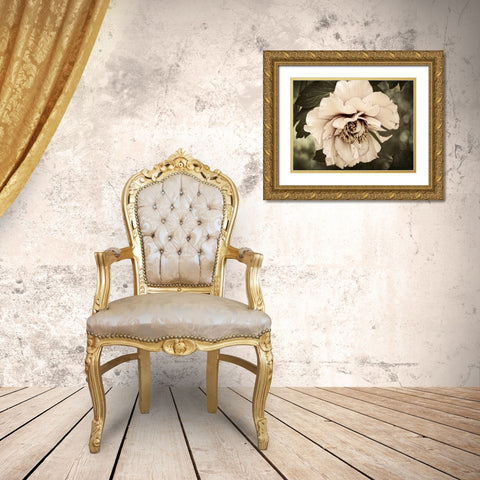 Golden Era Peony IV Gold Ornate Wood Framed Art Print with Double Matting by Perry, Rachel
