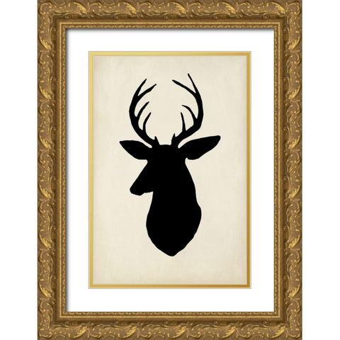 White Tail Silhouette II (PS) Gold Ornate Wood Framed Art Print with Double Matting by Popp, Grace