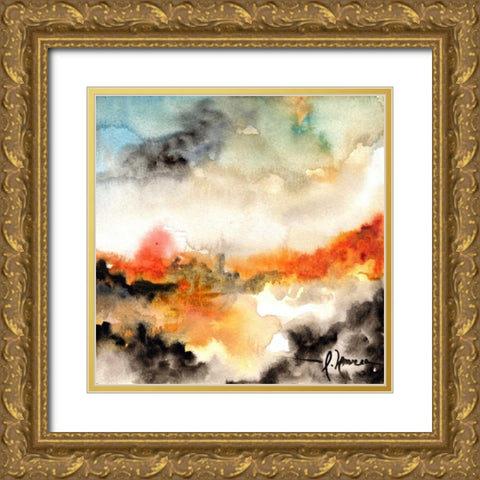 Acuarela I Gold Ornate Wood Framed Art Print with Double Matting by Herrera, Leticia