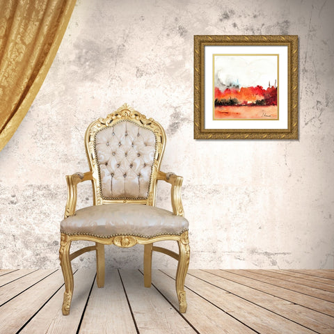 Acuarela II Gold Ornate Wood Framed Art Print with Double Matting by Herrera, Leticia
