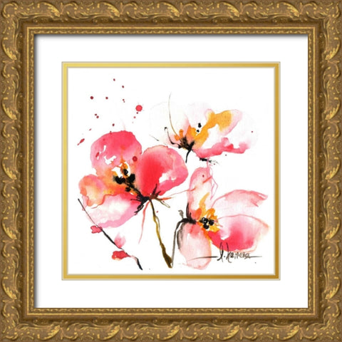 Blooms Hermanas IV Gold Ornate Wood Framed Art Print with Double Matting by Herrera, Leticia