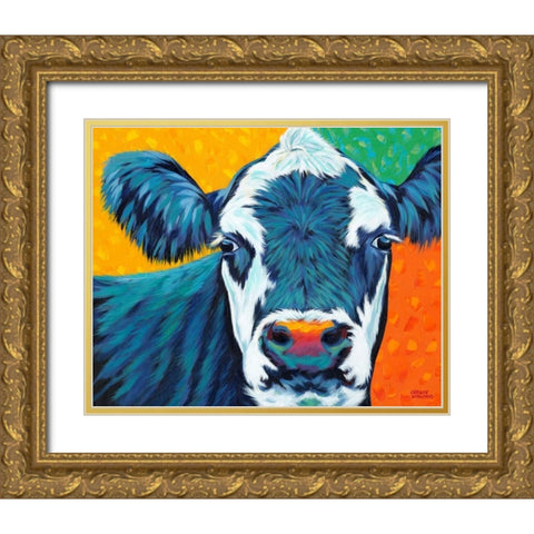 Colorful Country Cows I Gold Ornate Wood Framed Art Print with Double Matting by Vitaletti, Carolee